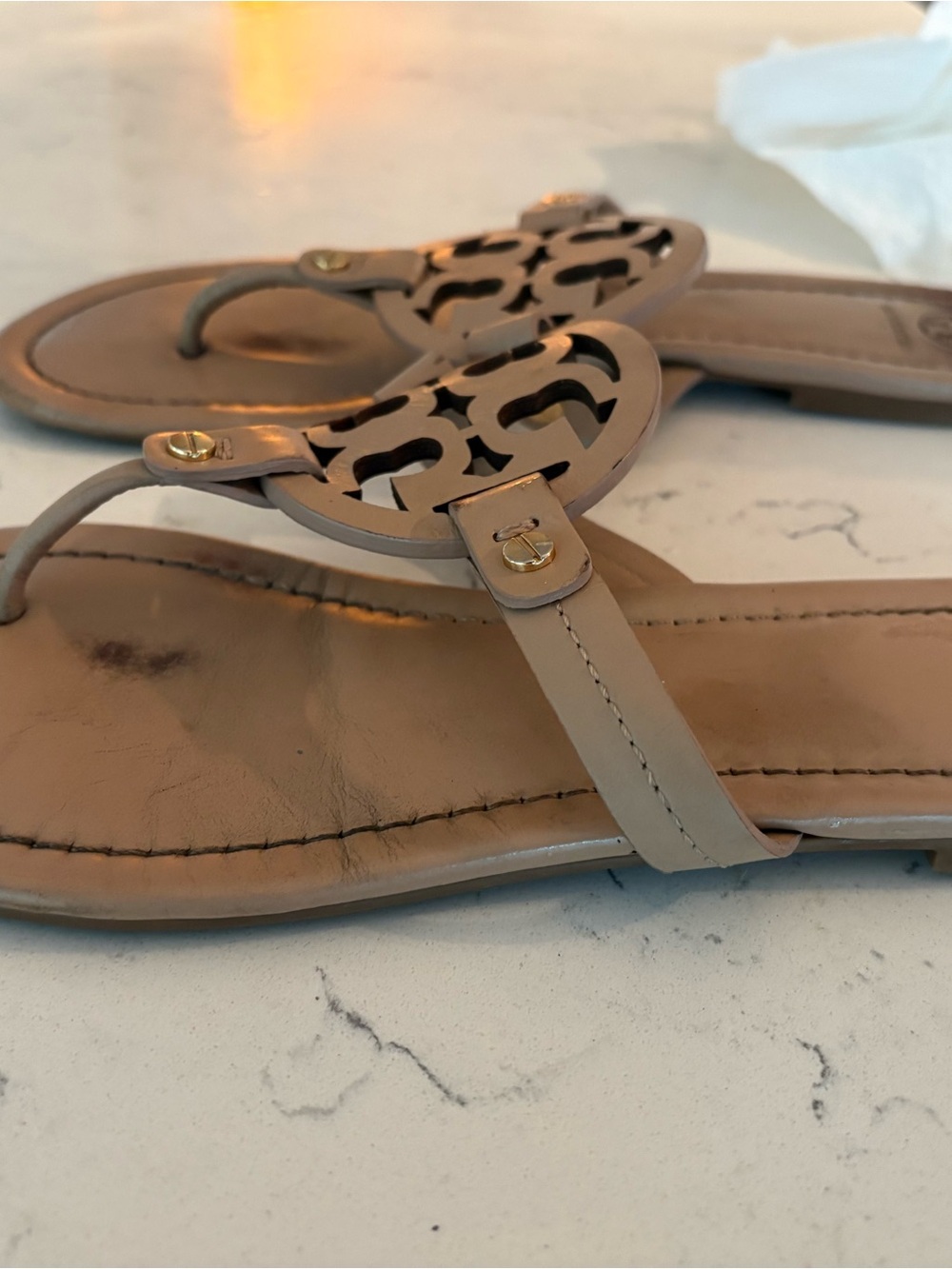 Tory Burch Miller Logo Thong Sandal in Beige - Picture 5 of 5
